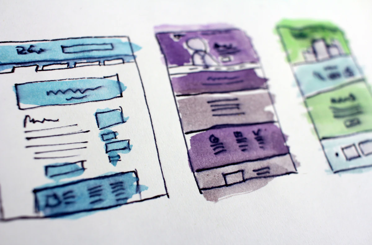 Website layout sketches for page builder design