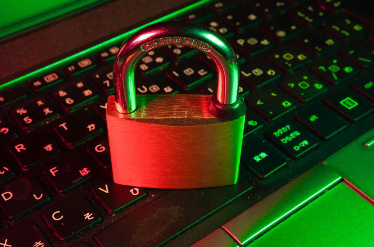 Padlock on a keyboard representing website security