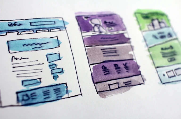 Website layout sketches for page builder design
