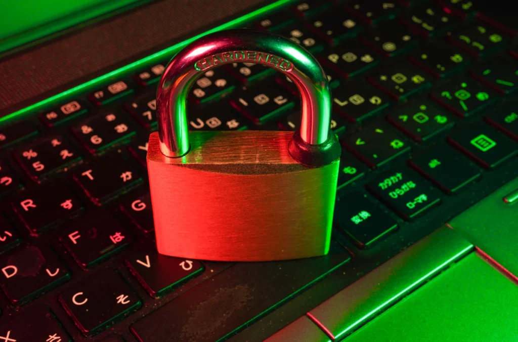 Padlock on a keyboard representing website security