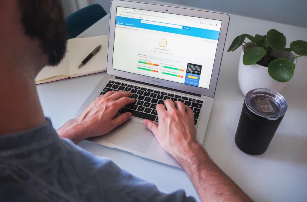 Person working on a WordPress website on a laptop