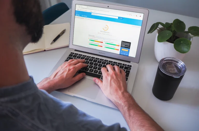 Person working on a WordPress website on a laptop